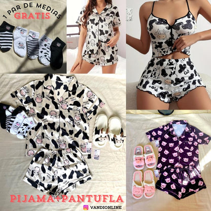 COMBO Pijama y Pantufla + Medias GRATIS 🐮🐷 Envío GRATIS SOLO POR HOY 🚚